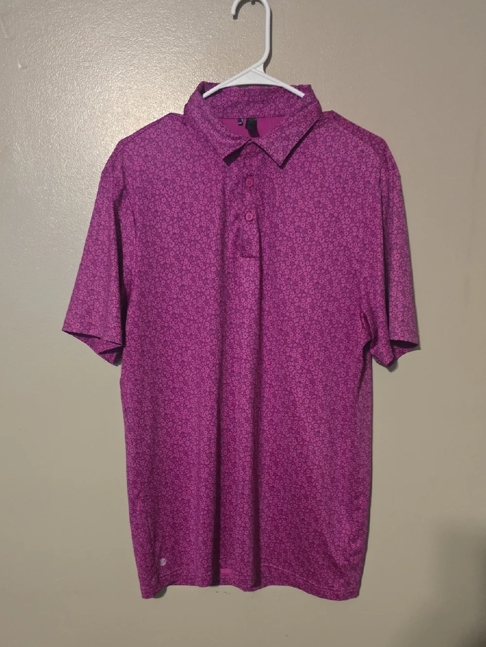 Adidas‎ Allover FLoral Mens Fuchsia Medium Golf Polo Shirt